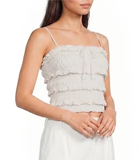 Evolutionary Spaghetti Strap Ruffle Cami Top