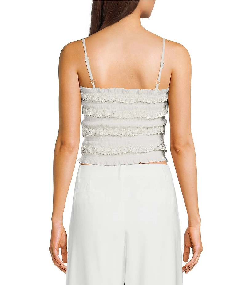 Evolutionary Spaghetti Strap Ruffle Cami Top