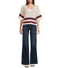 Evolutionary Split V-Neck Short Sleeve Sweater