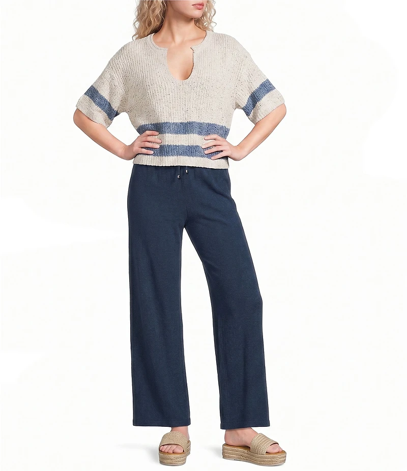 Evolutionary Split V-Neck Short Sleeve Sweater