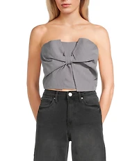 Evolutionary Strapless Woven Bow Front Top