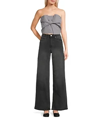 Evolutionary Strapless Woven Bow Front Top