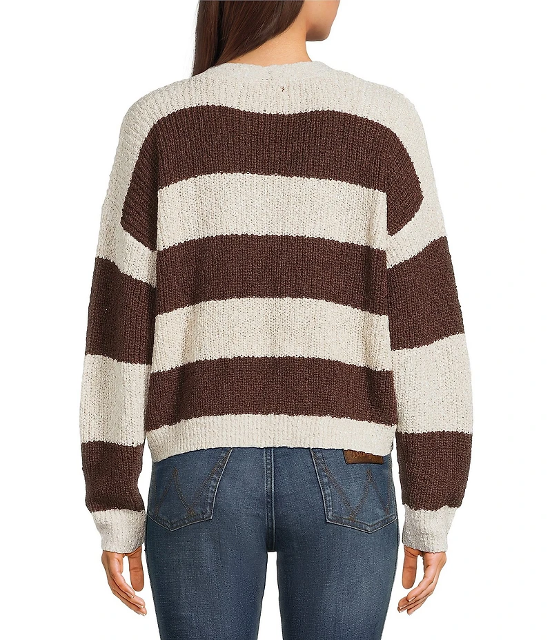 Evolutionary Striped Long Sleeve Tie Front Cardigan