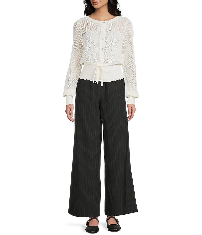 Evolutionary Striped Mid Rise Wide Leg Pants