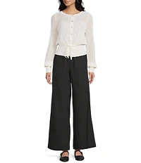 Evolutionary Striped Mid Rise Wide Leg Pants