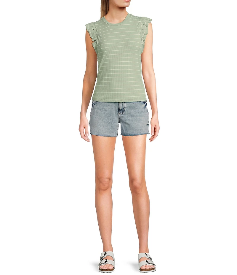 Evolutionary Striped Ruffle Short Sleeve Top