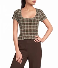 Evolutionary Striped Short Sleeve Ruched Top