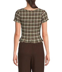 Evolutionary Striped Short Sleeve Ruched Top