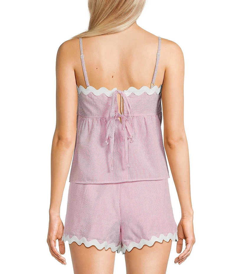 Evolutionary Striped Square Neck Ricrac Trim Coordinating Tank Top