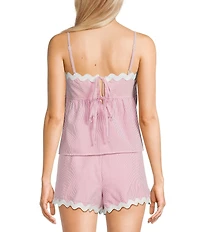Evolutionary Striped Square Neck Ricrac Trim Coordinating Tank Top