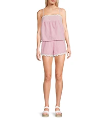 Evolutionary Striped Square Neck Ricrac Trim Coordinating Tank Top