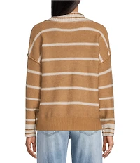 Evolutionary Striped V-Neck Collard Sweater