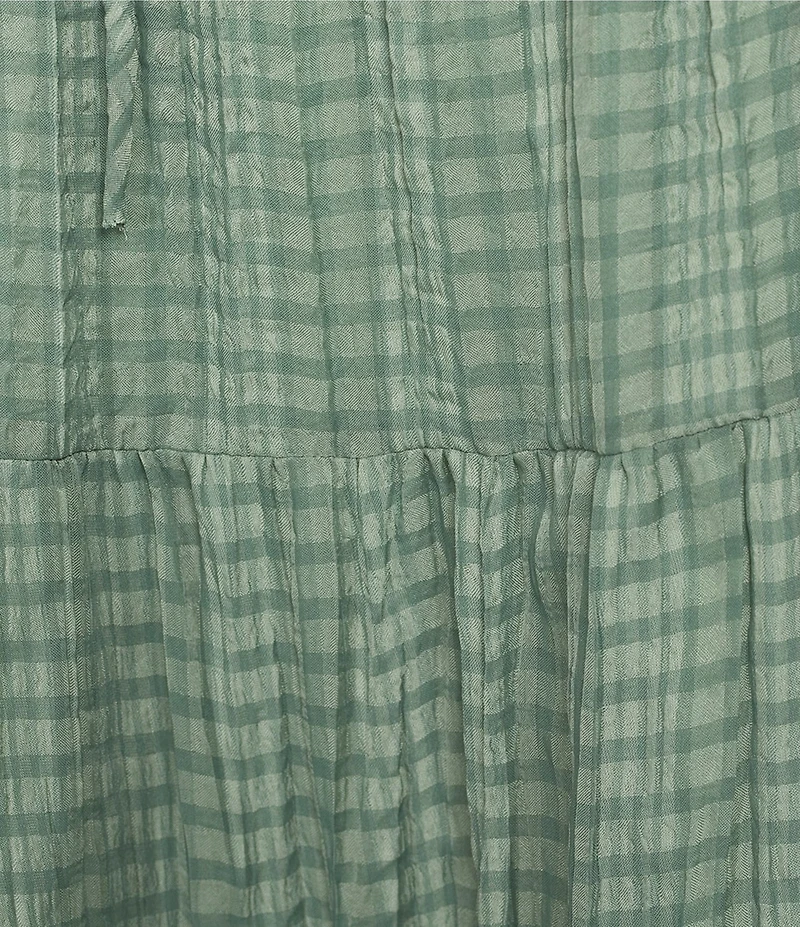 Evolutionary Textured Plaid Ruffled Coordinating Midi Skirt