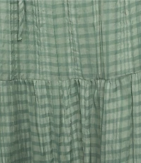 Evolutionary Textured Plaid Ruffled Coordinating Midi Skirt