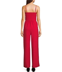 Evolutionary Twill Bow Front Wide Leg Jumpsuit
