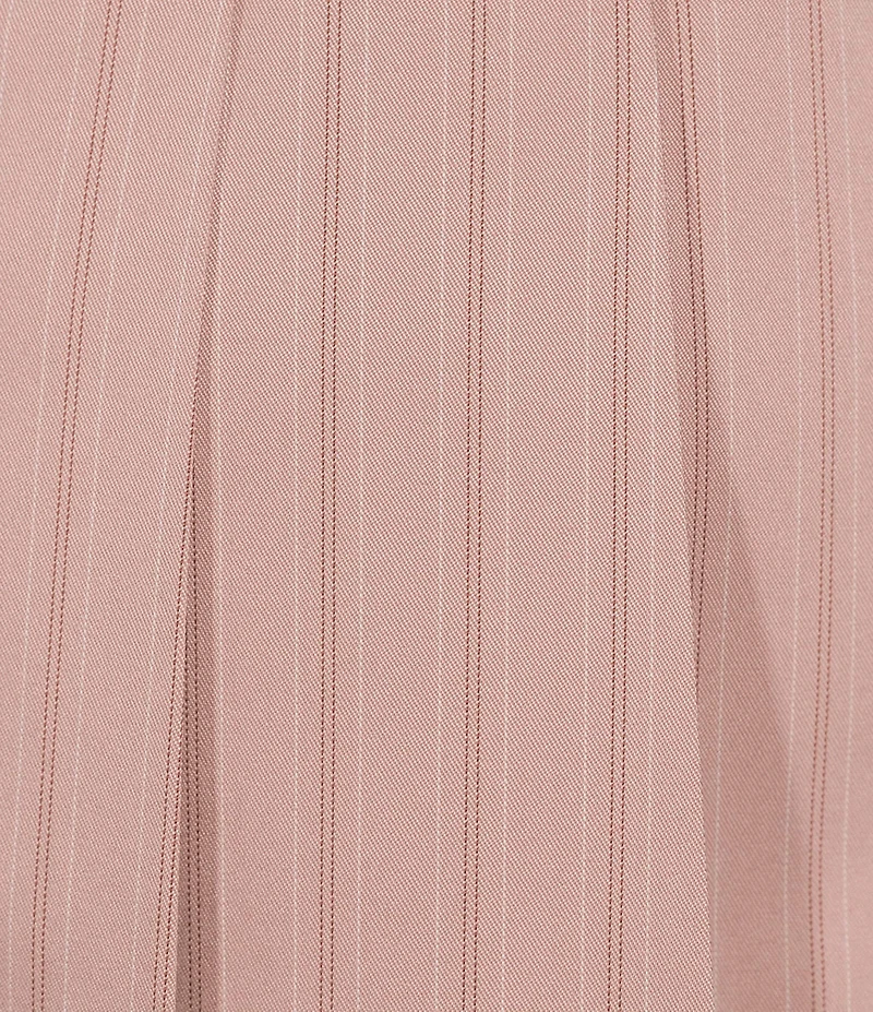 Evolutionary Twill Pleated Stripe Square Neck Drop Waist Dress