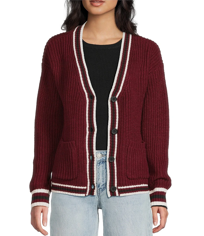 Evolutionary V-Neck Button Front Long Sleeve Cardigan