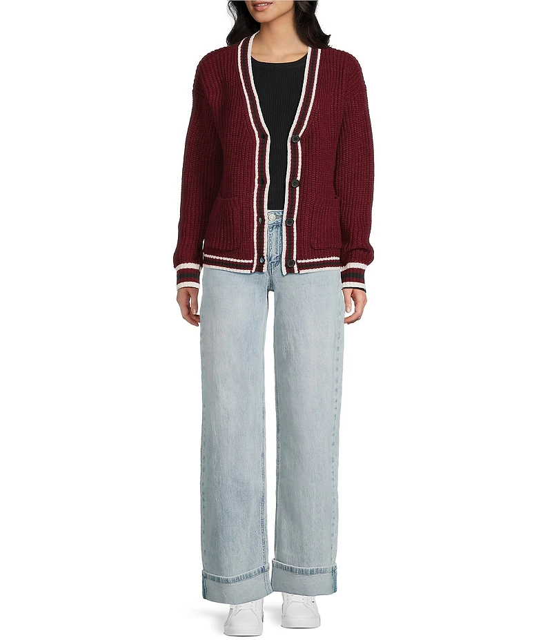 Evolutionary V-Neck Button Front Long Sleeve Cardigan
