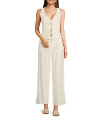 Evolutionary V-Neck Sleeveless Front Tie Coordinating Top