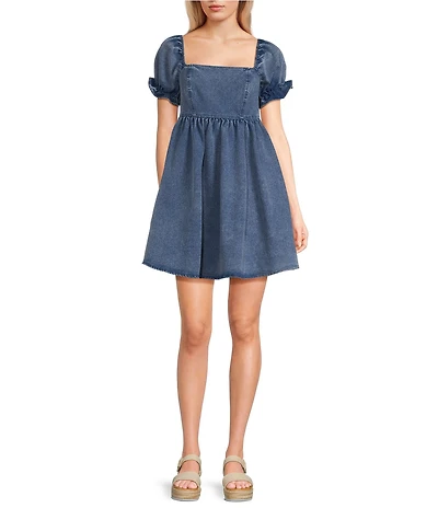 Evolutionary Washed Denim Short Sleeve Dress