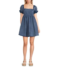 Evolutionary Washed Denim Short Sleeve Dress