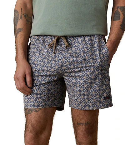 Faherty All Day 6#double; Inseam Golden Lotus Tile Swim Trunks