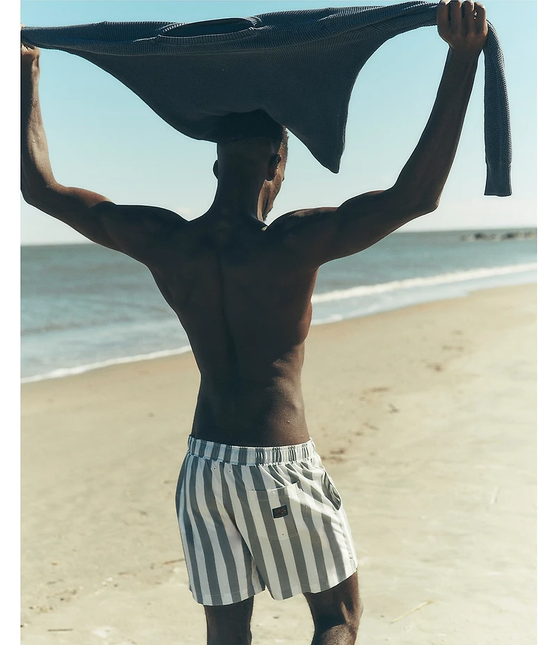 Faherty All Day 6#double; Inseam Stripe Swim Trunks