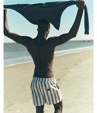 Faherty All Day 6#double; Inseam Stripe Swim Trunks