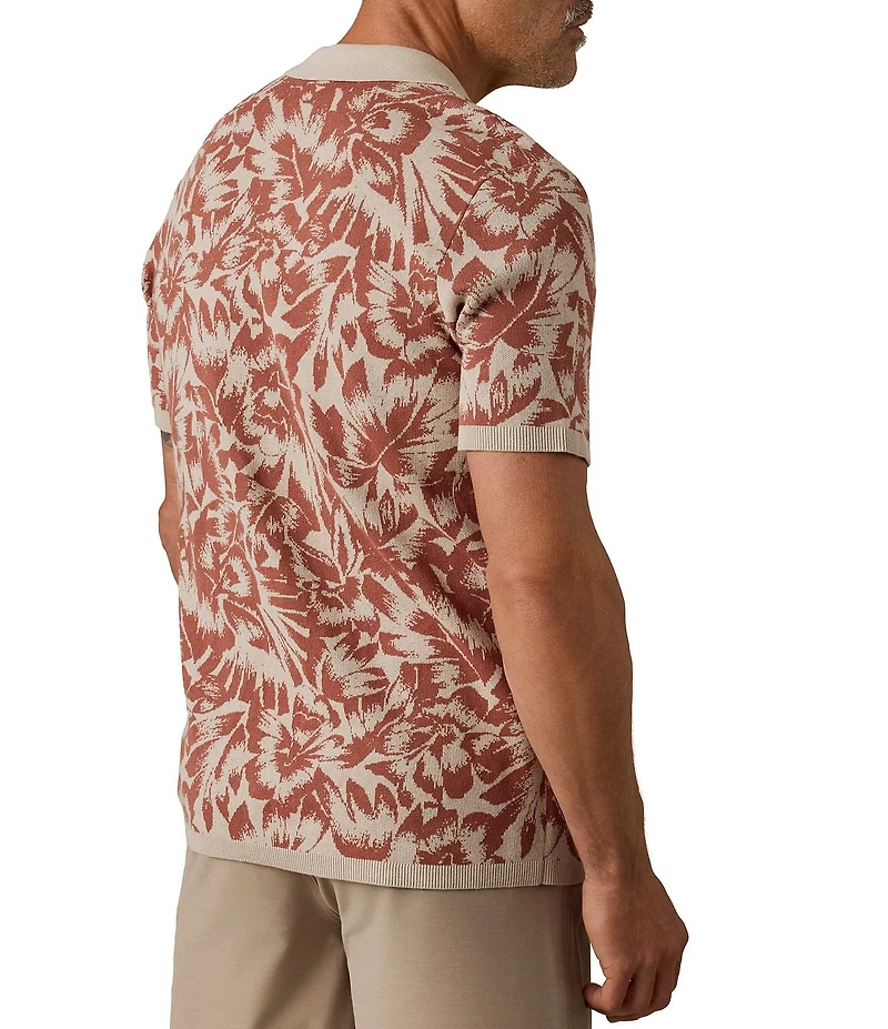 Faherty Allover Print Short Sleeve Button Front Sweater Shirt