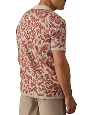 Faherty Allover Print Short Sleeve Button Front Sweater Shirt