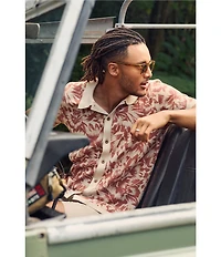 Faherty Allover Print Short Sleeve Button Front Sweater Shirt