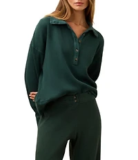 Faherty Apres Coordinating Waffle Knit V-Neck Long Sleeve Henley Top