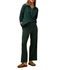 Faherty Apres Coordinating Waffle Knit V-Neck Long Sleeve Henley Top