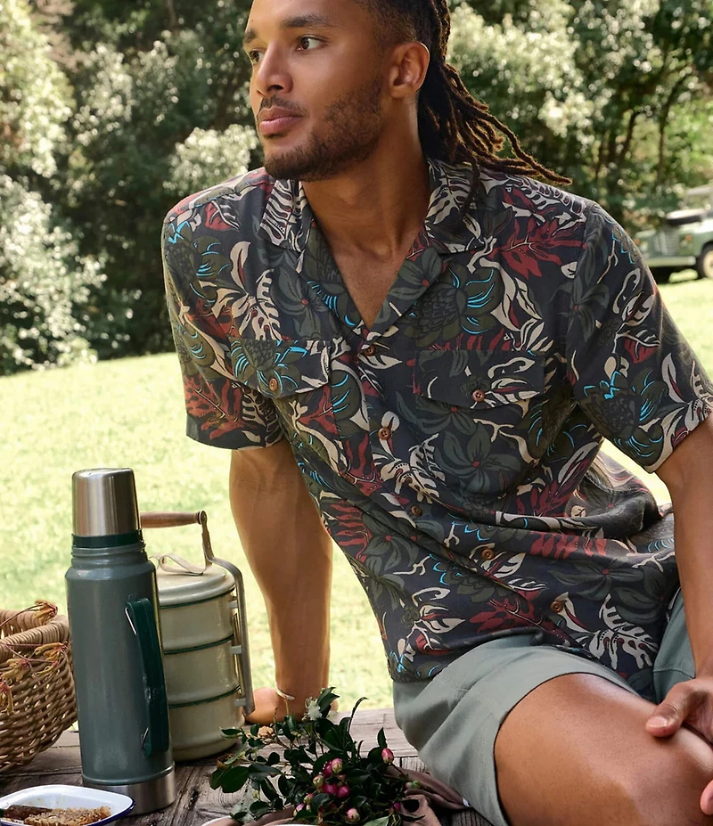 Faherty Bali Camp Short Sleeve Woven Shirt