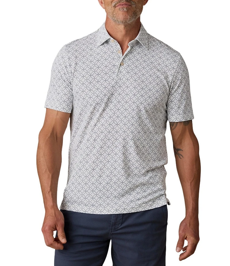 Faherty Big & Tall Movement Pique Printed Short Sleeve Polo Shirt