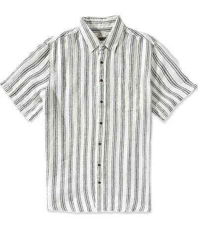 Faherty Big & Tall Palma Linen Stripe Short Sleeve Woven Camp Shirt