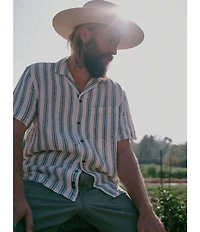 Faherty Big & Tall Palma Linen Stripe Short Sleeve Woven Camp Shirt