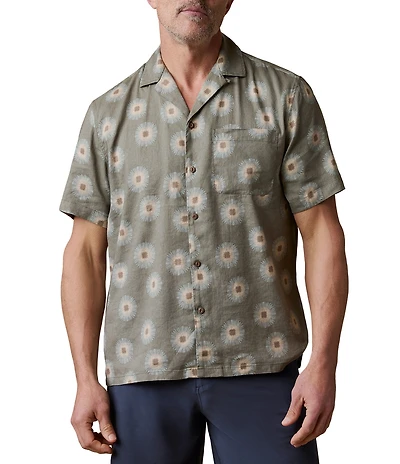 Faherty Breeze Camp Fireworks Print Short Sleeve Woven Shirt
