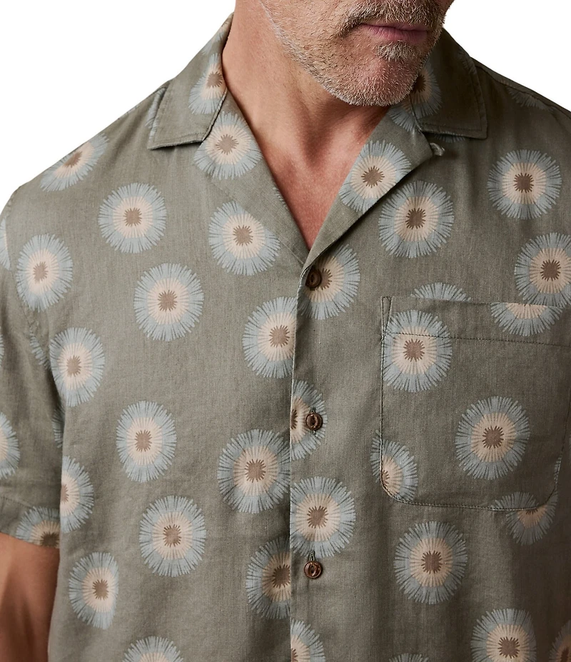 Faherty Breeze Camp Fireworks Print Short Sleeve Woven Shirt