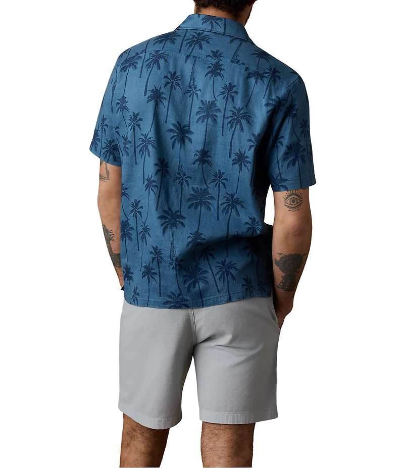 Faherty Breeze Camp Tree Print Short Sleeve Woven Shirt