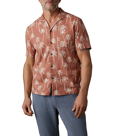 Faherty Breeze Camp Tree Print Short Sleeve Woven Shirt