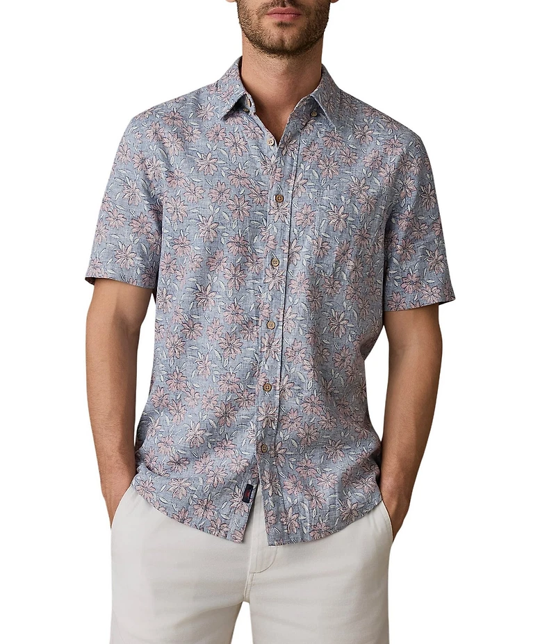 Faherty Breeze Floral Print Short Sleeve Woven Shirt