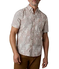 Faherty Breeze Palm Leaf Print Short Sleeve Woven Shirt