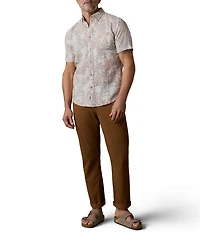 Faherty Breeze Palm Leaf Print Short Sleeve Woven Shirt