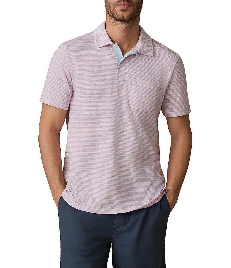 Faherty Breeze Stripe Short Sleeve Polo Shirt