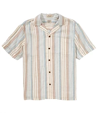 Faherty Breeze Stripe Short Sleeve Woven Camp Shirt