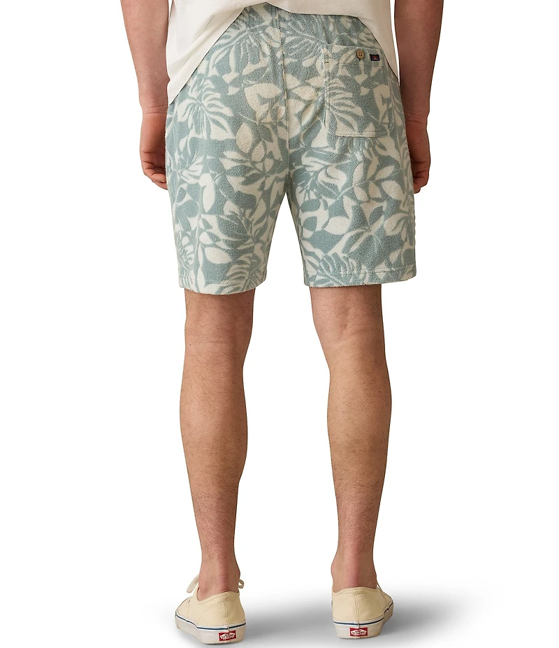 Faherty Cabana Towel Terry Foliage Print 7.5#double; Inseam Sweatshorts
