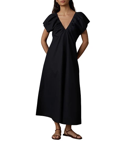 Faherty Coastal Bondhi Woven V-Neck Short Sleeve Dress