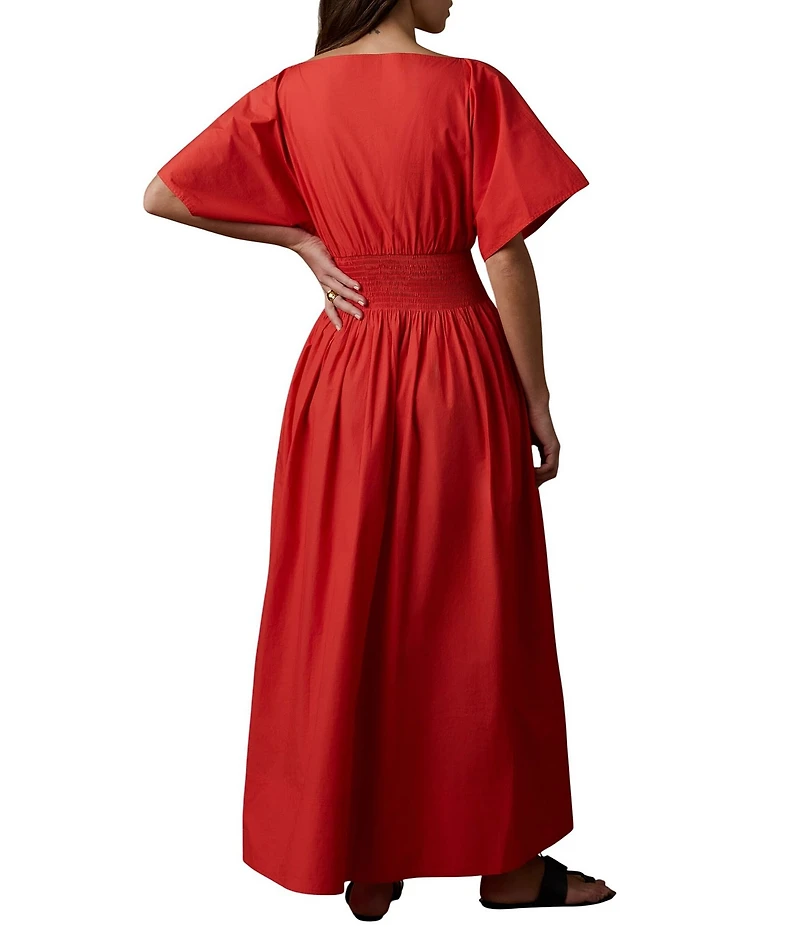 Faherty Coastal Elia Woven Short Sleeve Smocked Dress