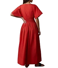 Faherty Coastal Elia Woven Short Sleeve Smocked Dress